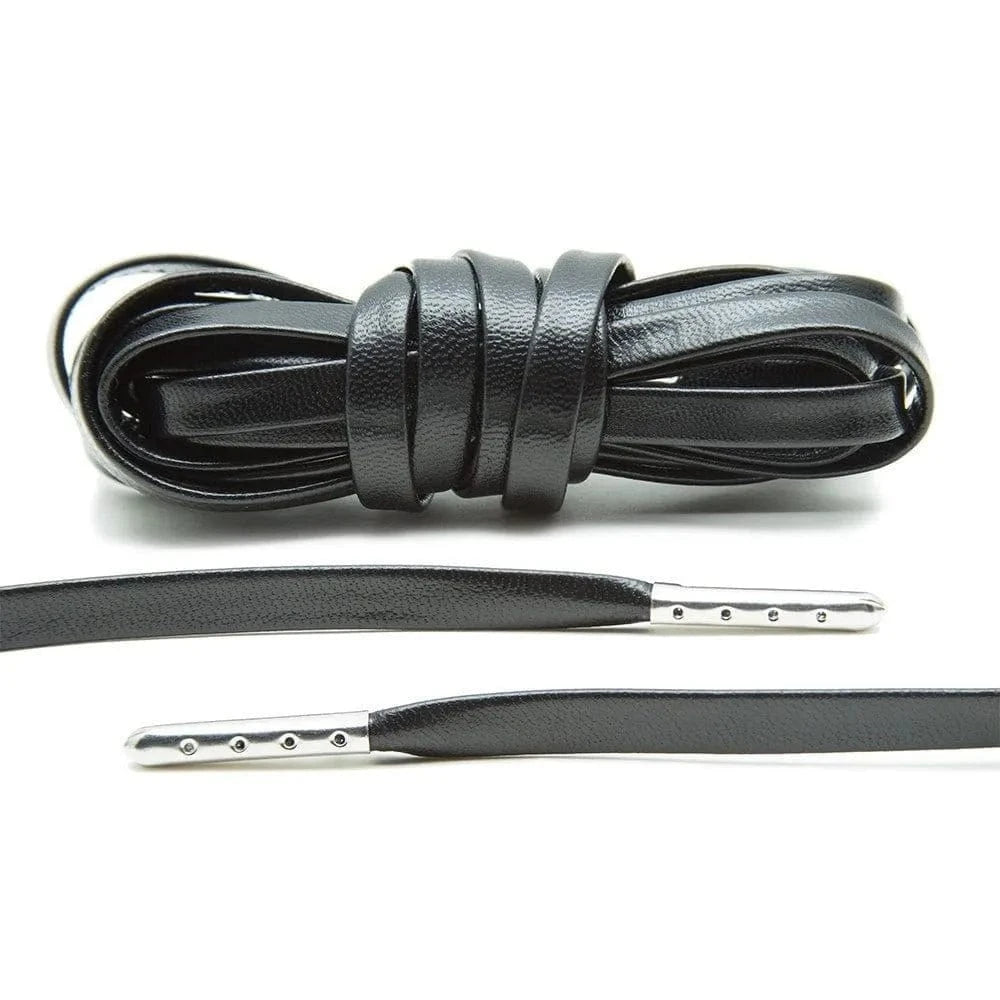 Black Luxury Leather Laces - Silver Plated - Lace Lab