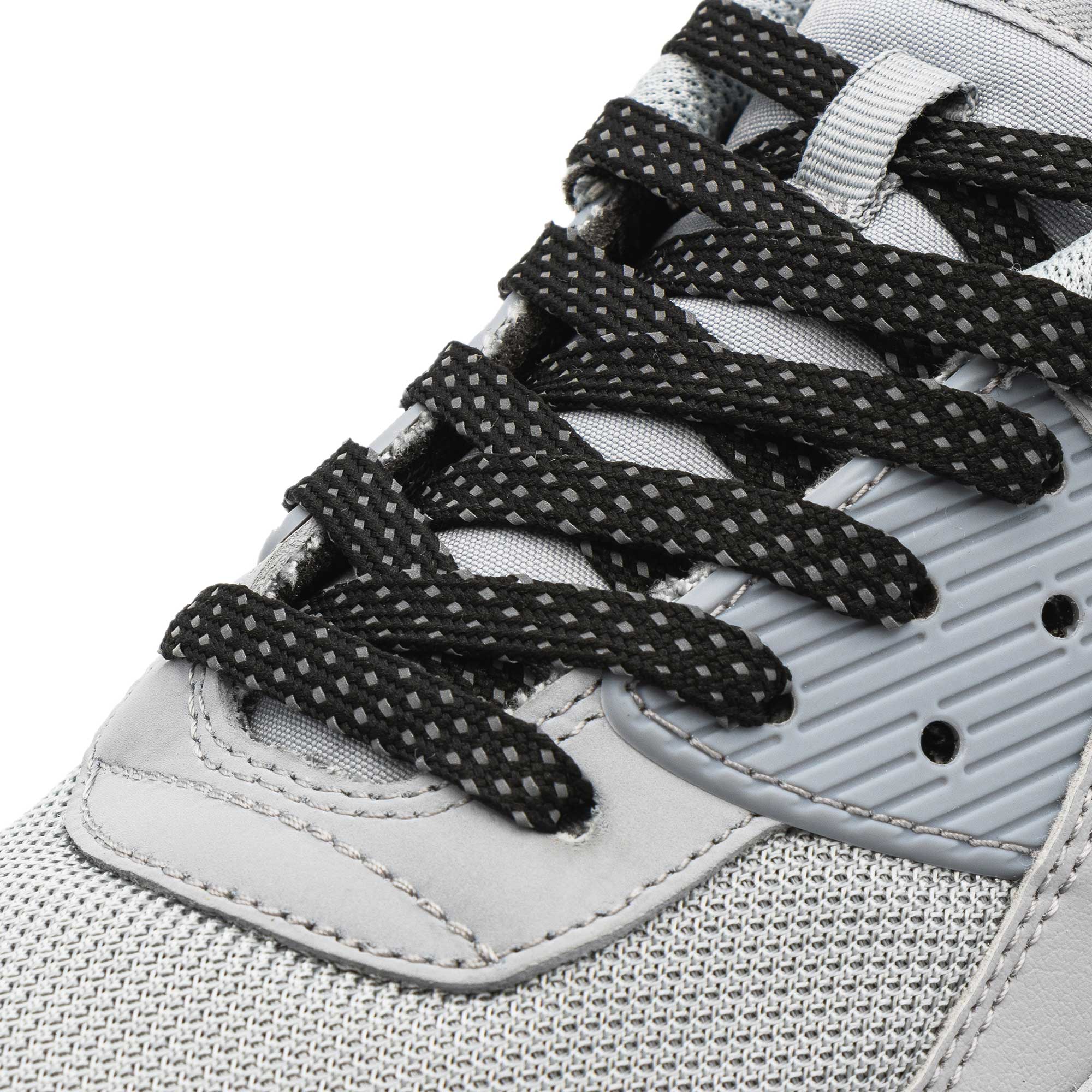 Black reflective laces hotsell