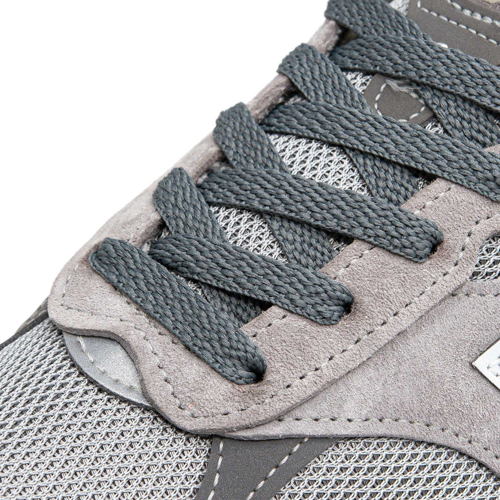 Flat Dark Grey Lace Lab Laces on shoes