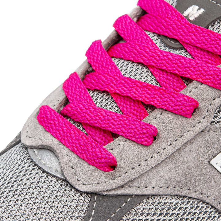 Flat Fuchsia Lace Lab Laces on shoes