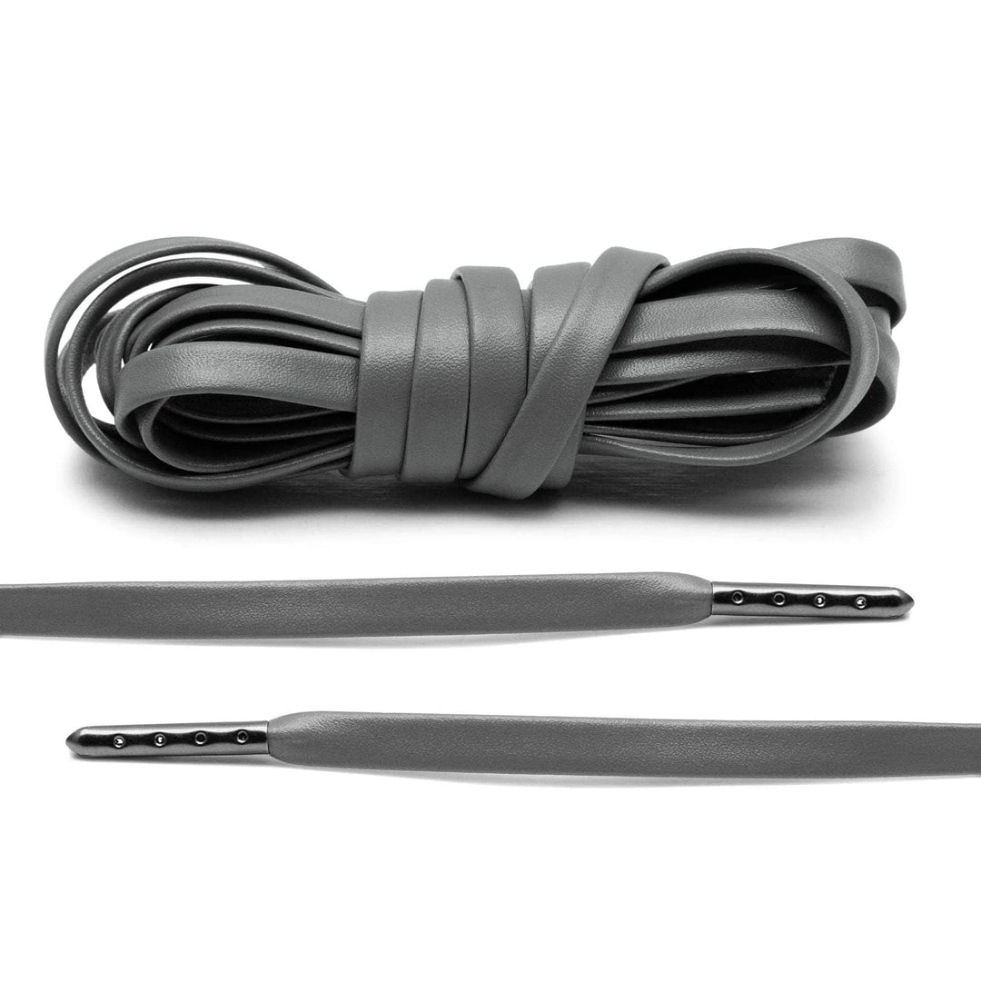Grey Luxury Leather Laces - Gunmetal Plated - Lace Lab