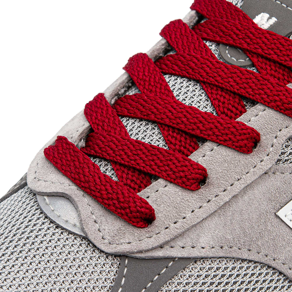 Flat Maroon Lace Lab Laces on shoes