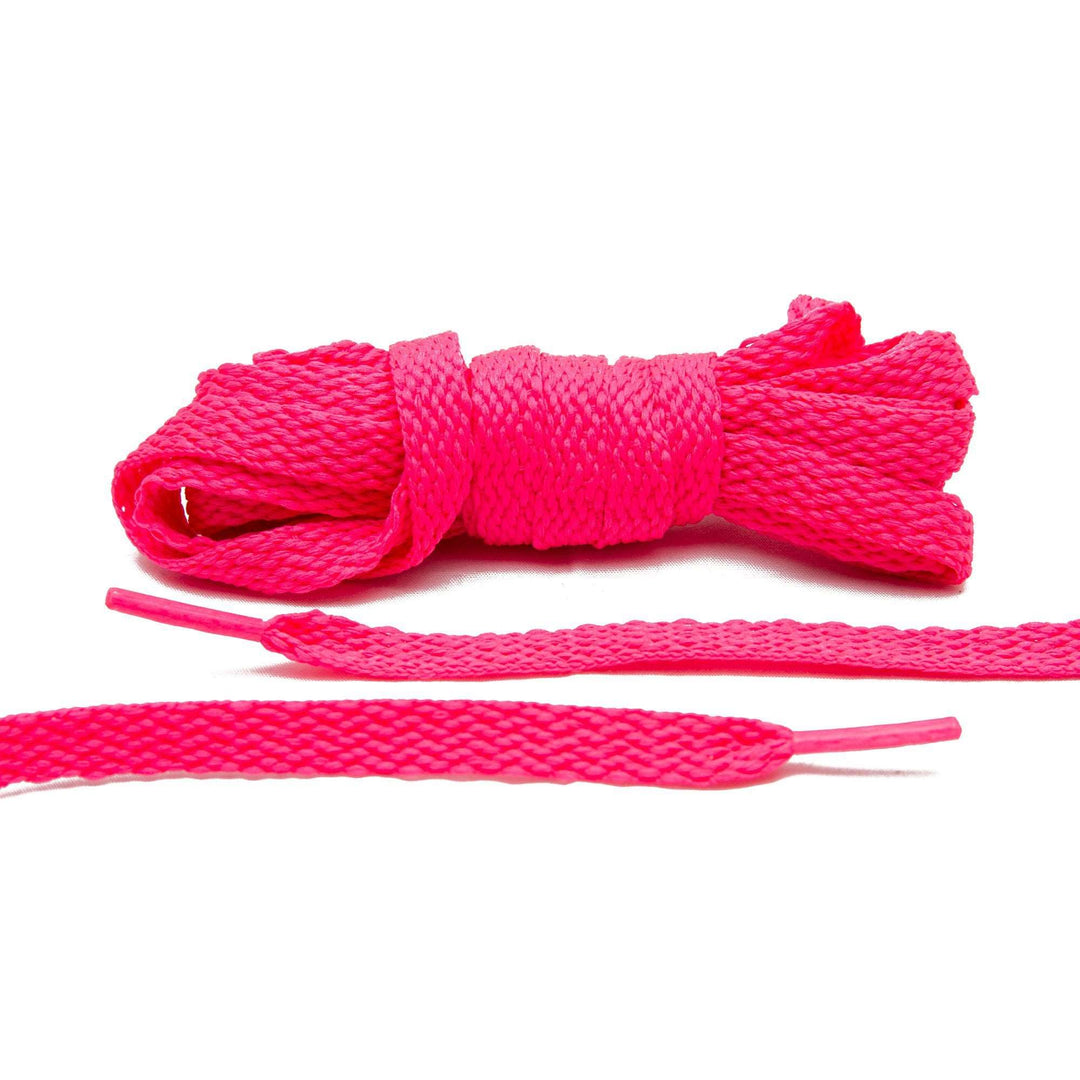 Neon Pink Flat Shoe Laces - Lace Lab
