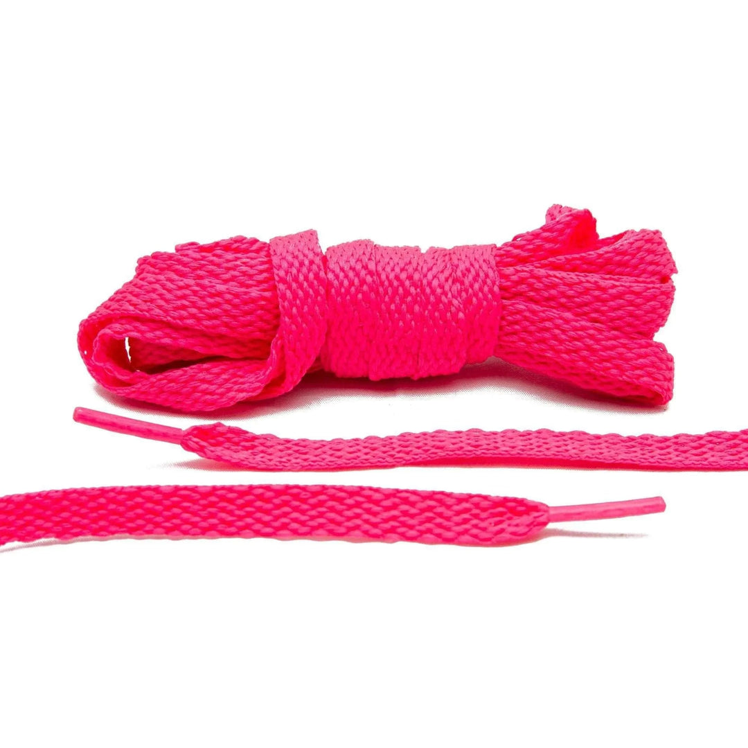 Neon Pink Flat Shoe Laces - Lace Lab
