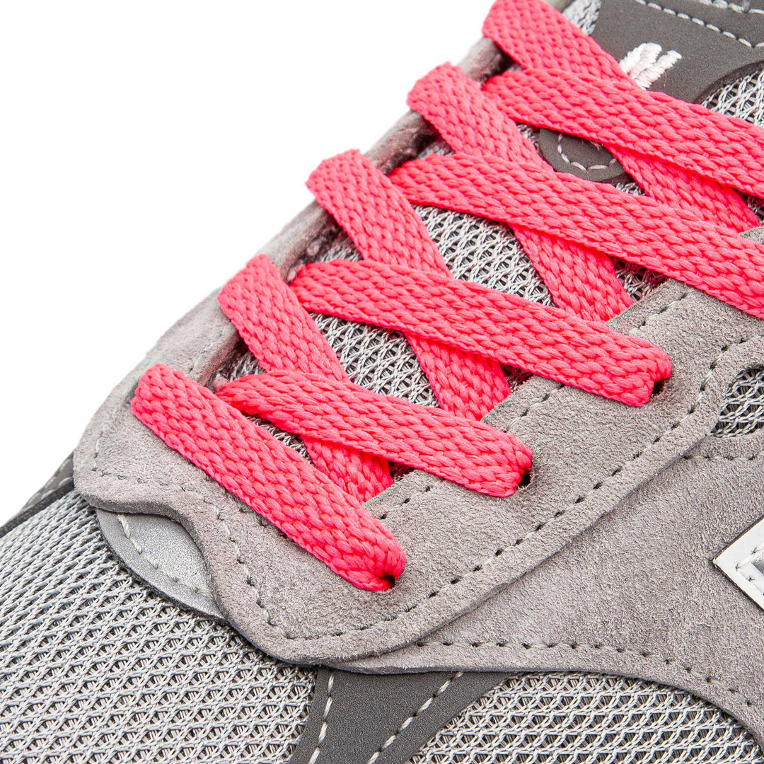Flat Neon Pink Lace Lab Laces on shoes