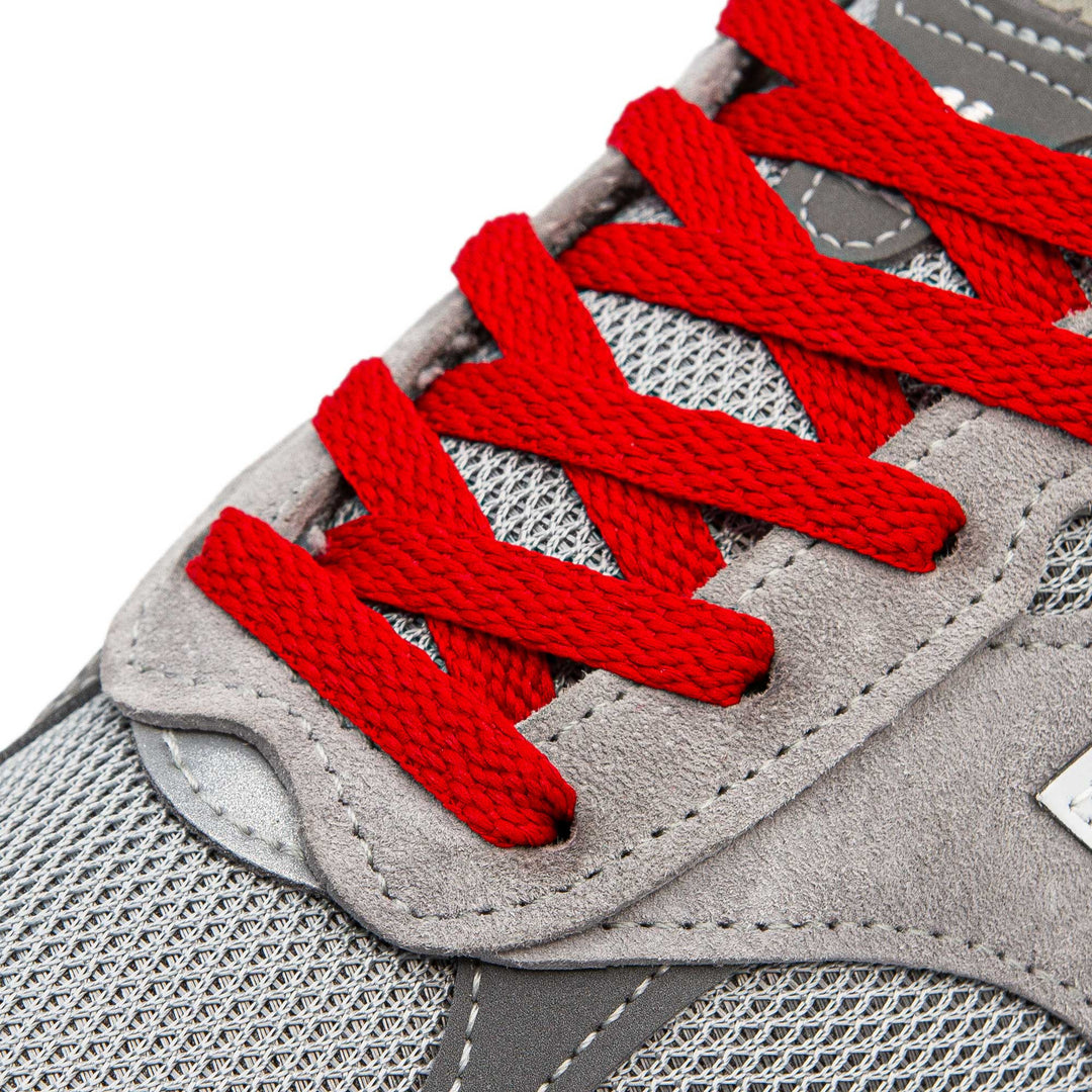 Flat Red Lace Lab Laces on shoes