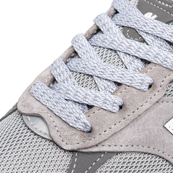 Flat Silver Reflective Lace Lab Laces on shoes