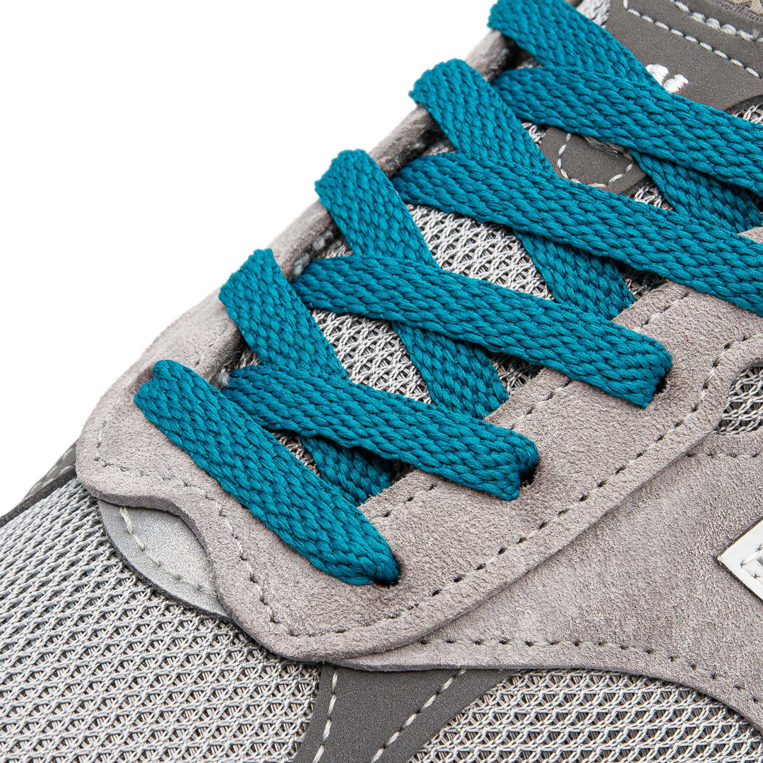 Flat Teal Lace Lab Laces on shoes
