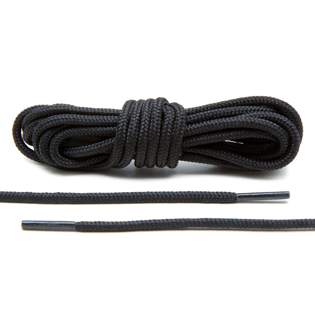 Black Luxury Leather Laces - Silver Plated