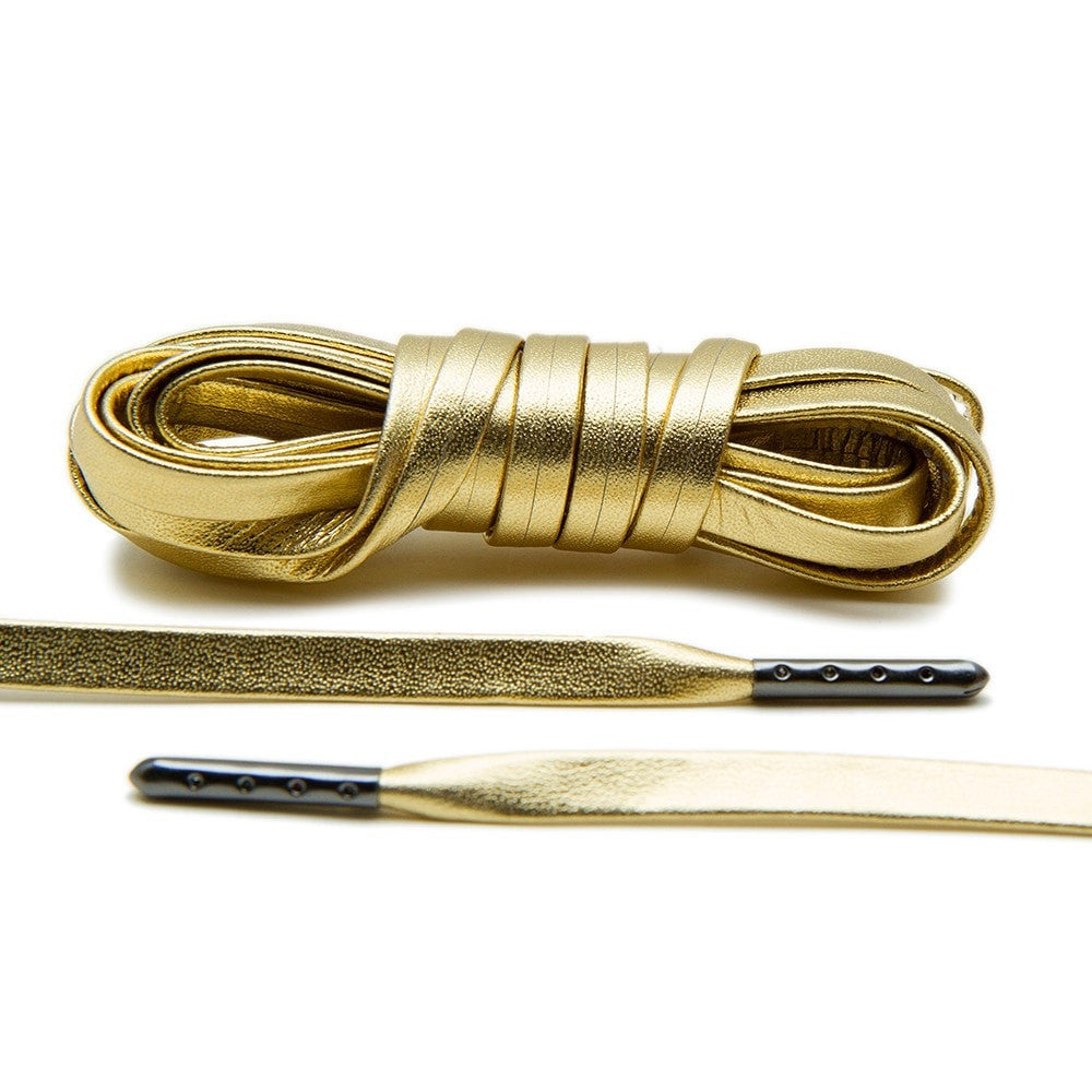 Gunmetal Tipped gold Luxury Leather Laces for the 24 karat treatment.