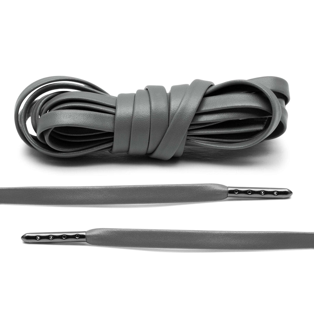 Grey Luxury Leather Laces - Gunmetal Plated