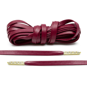 Burgundy Leather Shoe Laces - Give the luxury look to your sneakers!