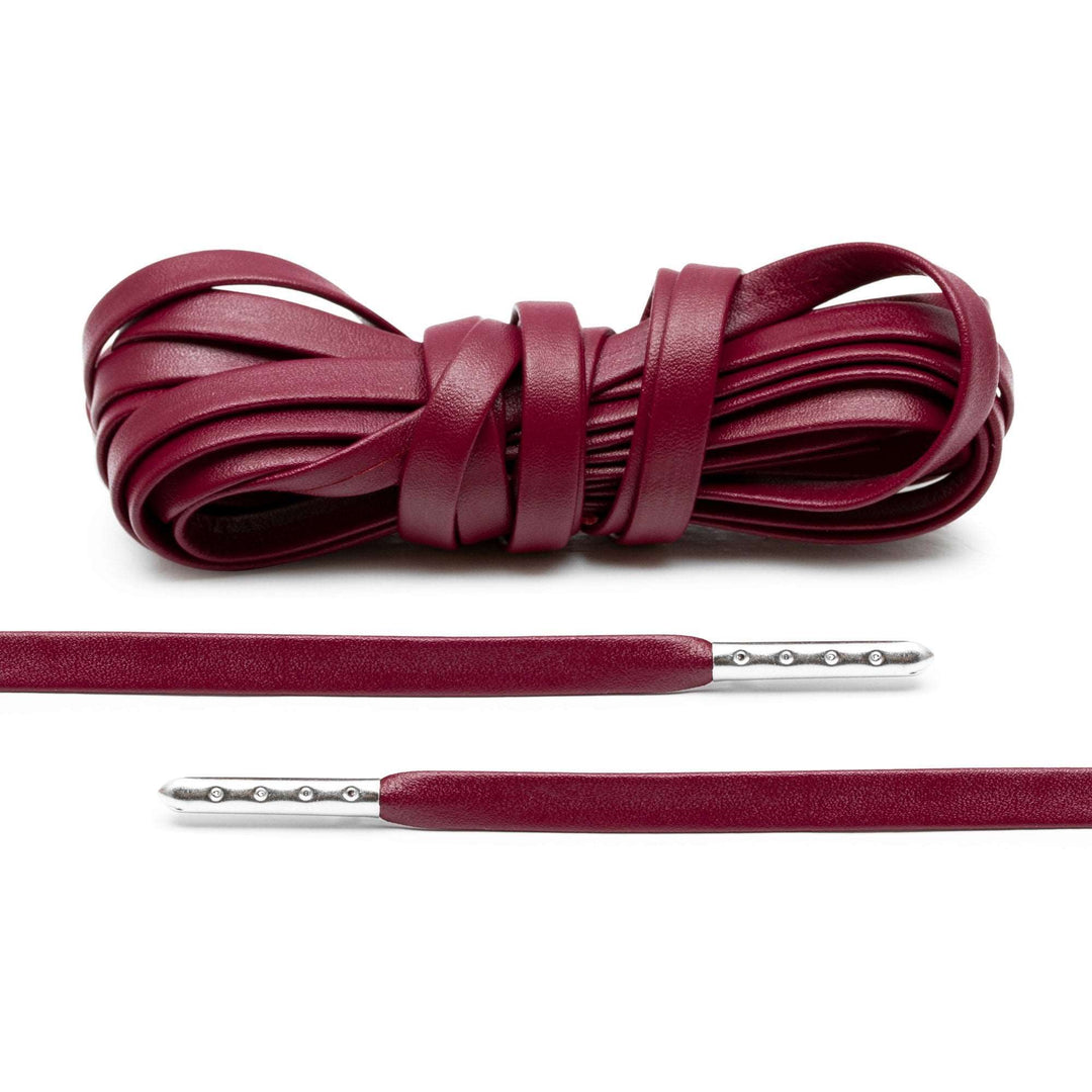 Burgundy Leather Shoe Laces - Give the luxury look to your sneakers!