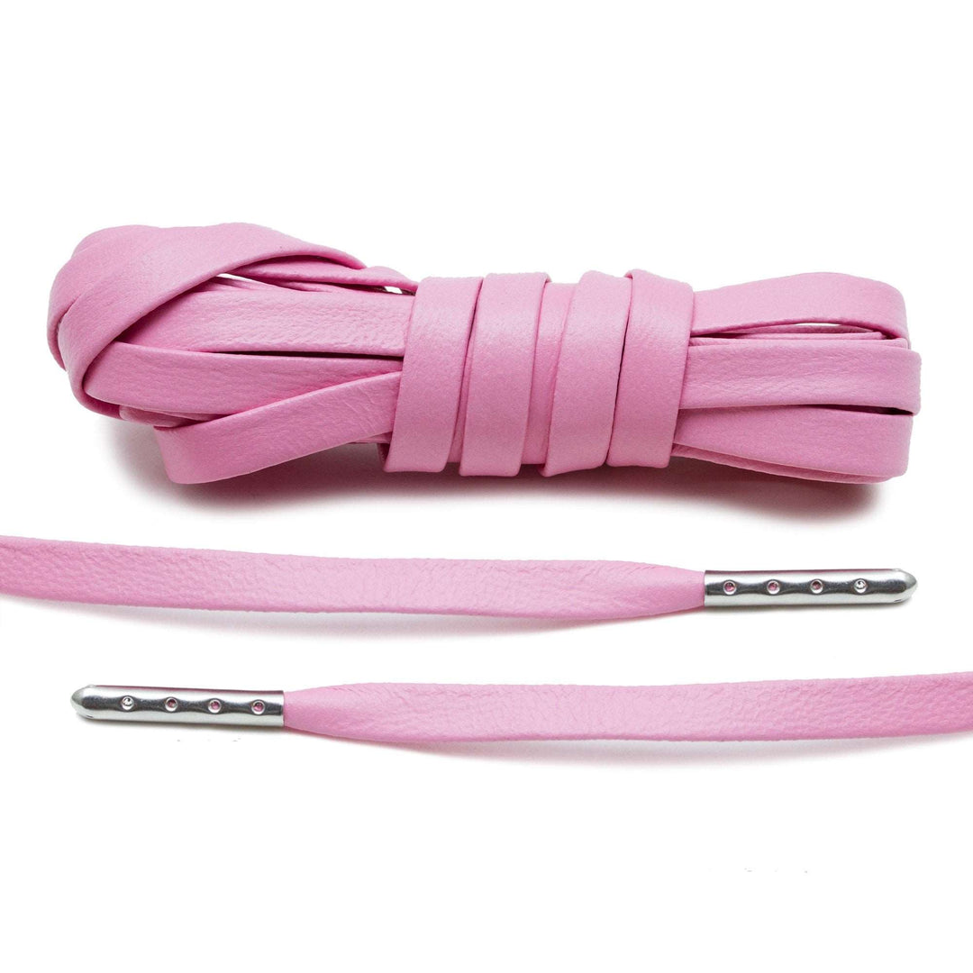 Pink Luxury Leather Laces - Silver Plated