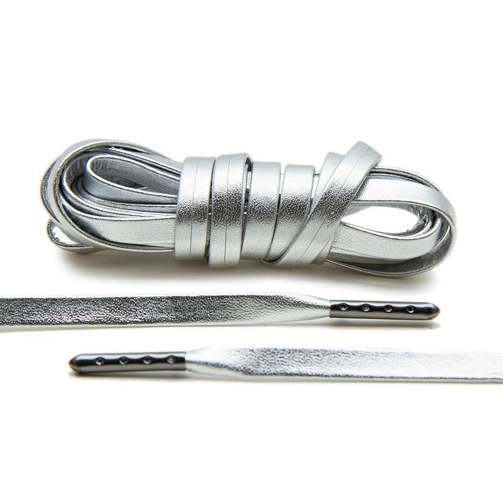 Silver Luxury Leather Laces - Gunmetal Plated