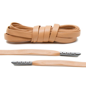 Tan Luxury Leather Laces - Gunmetal Plated