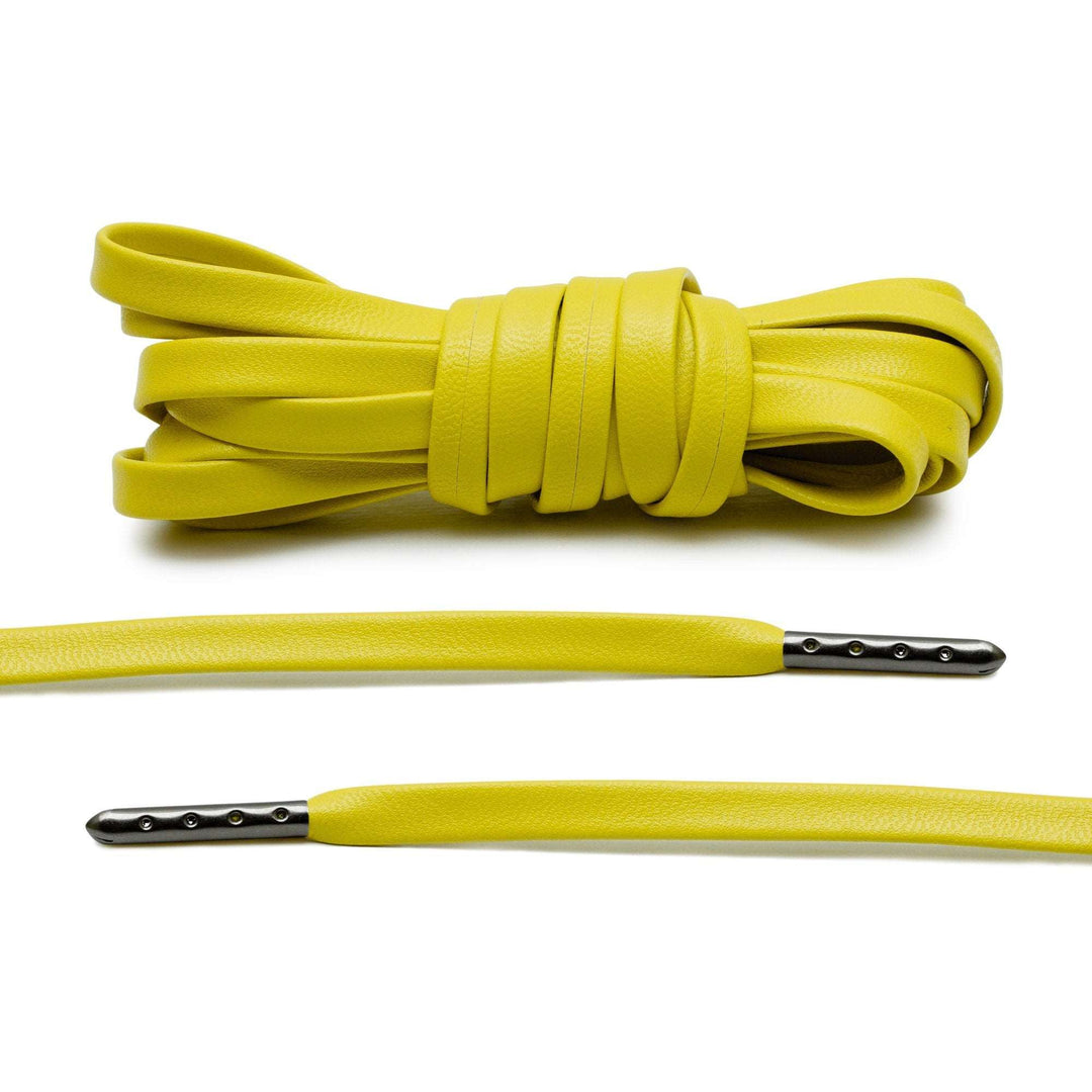 Yellow Luxury Leather Laces - Gunmetal Plated
