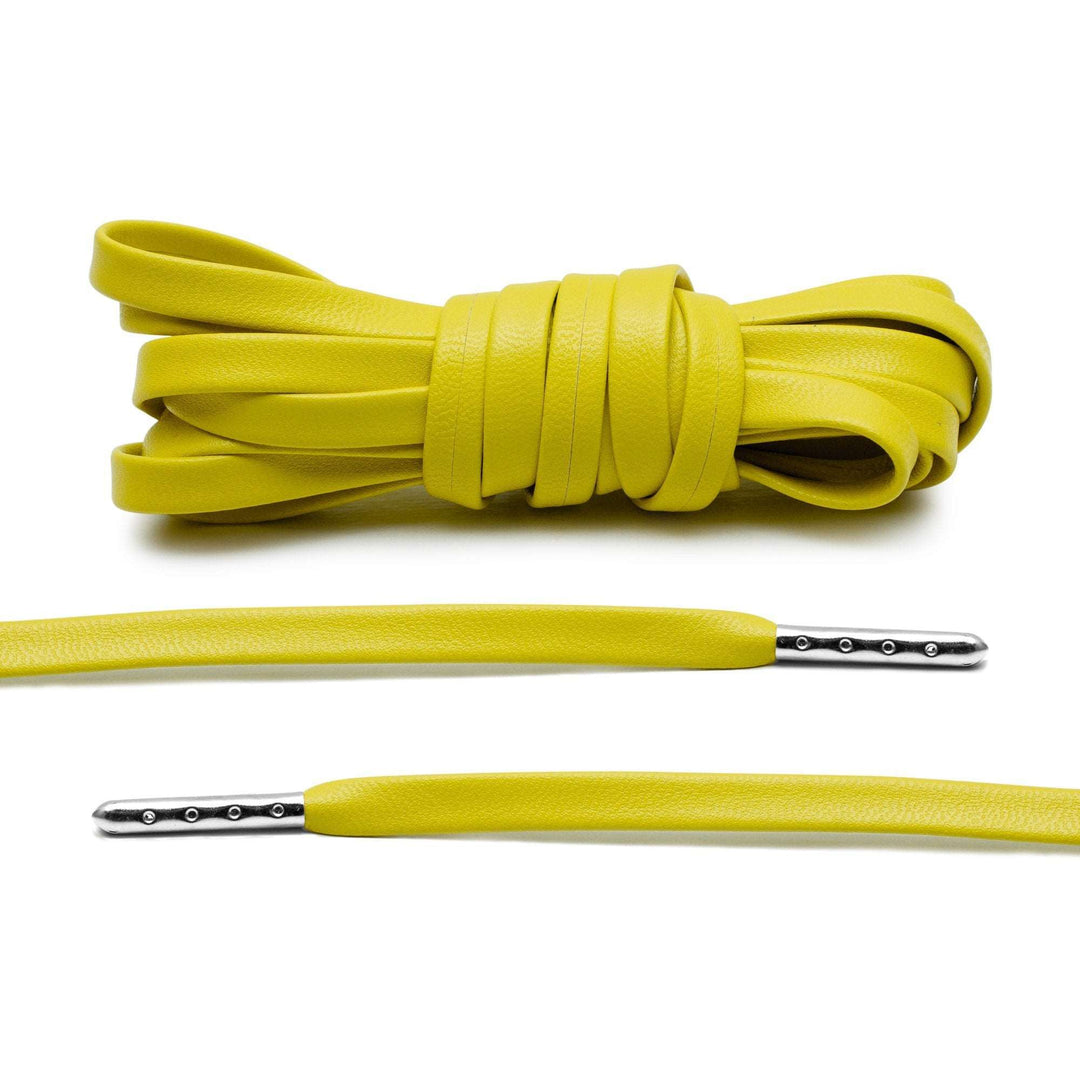 Yellow Luxury Leather Laces - Silver Plated